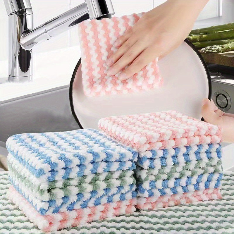 is free of oil, 10 pcs set the kitchen rag is free of oil super strong washing water thickened towel and the color is delivered randomly details 0