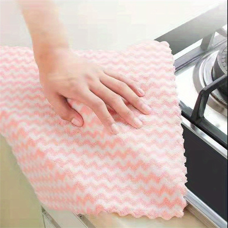 is free of oil, 10 pcs set the kitchen rag is free of oil super strong washing water thickened towel and the color is delivered randomly details 4