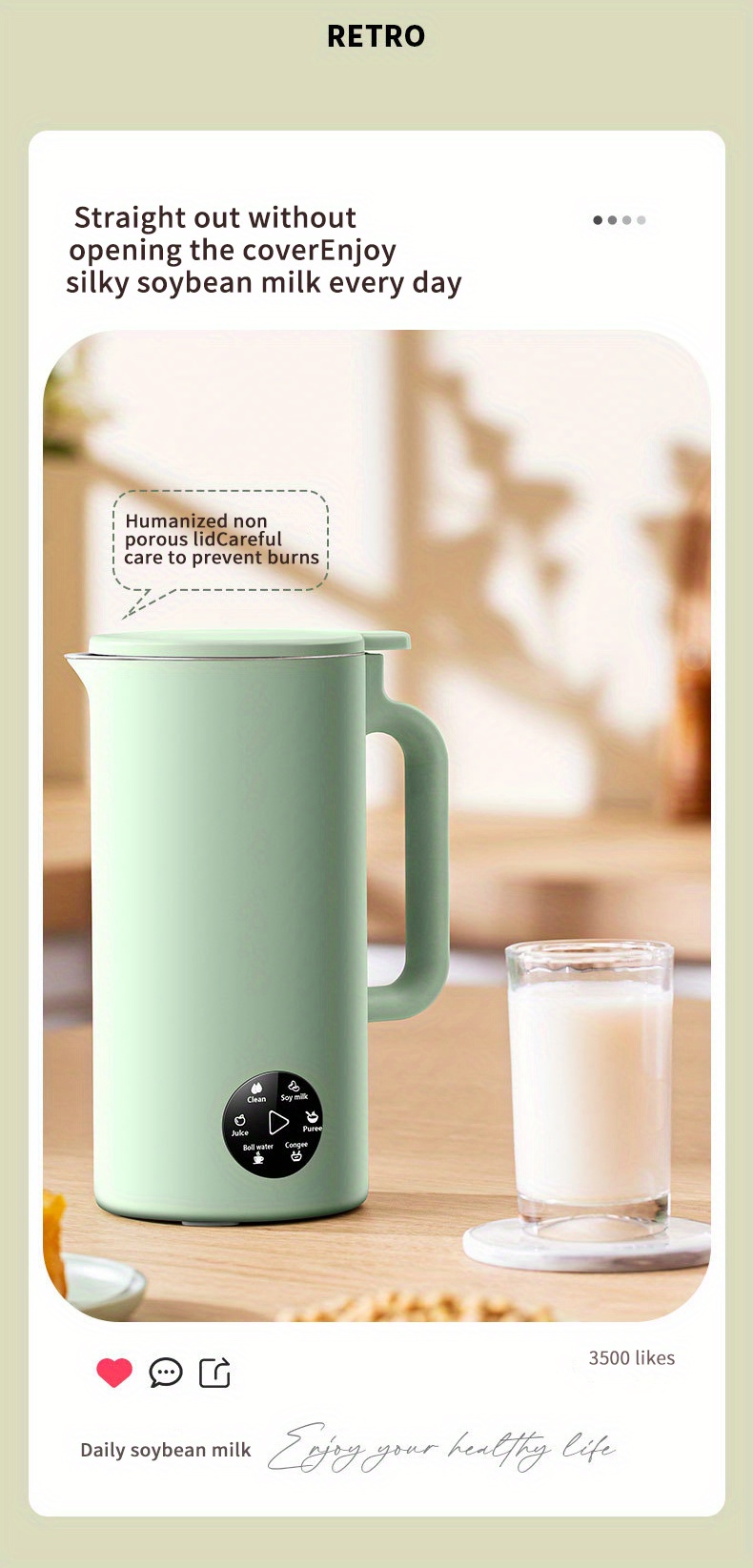 safety switch, 350ml soybean milk maker portable fully automatic touch control safety switch juicer blender details 7