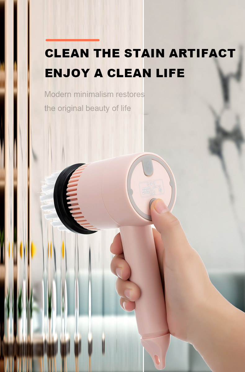 1pc electric spin scrubber cordless electric cleaning kitchenware brush spinning scrub brush for home kitchen pots dishes details 1