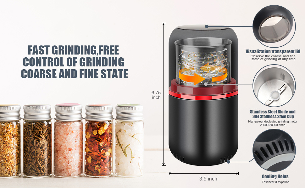 Herb Grinder [large Capacity/fast /Electric]-food Grinder With Pollen Catcher details 1