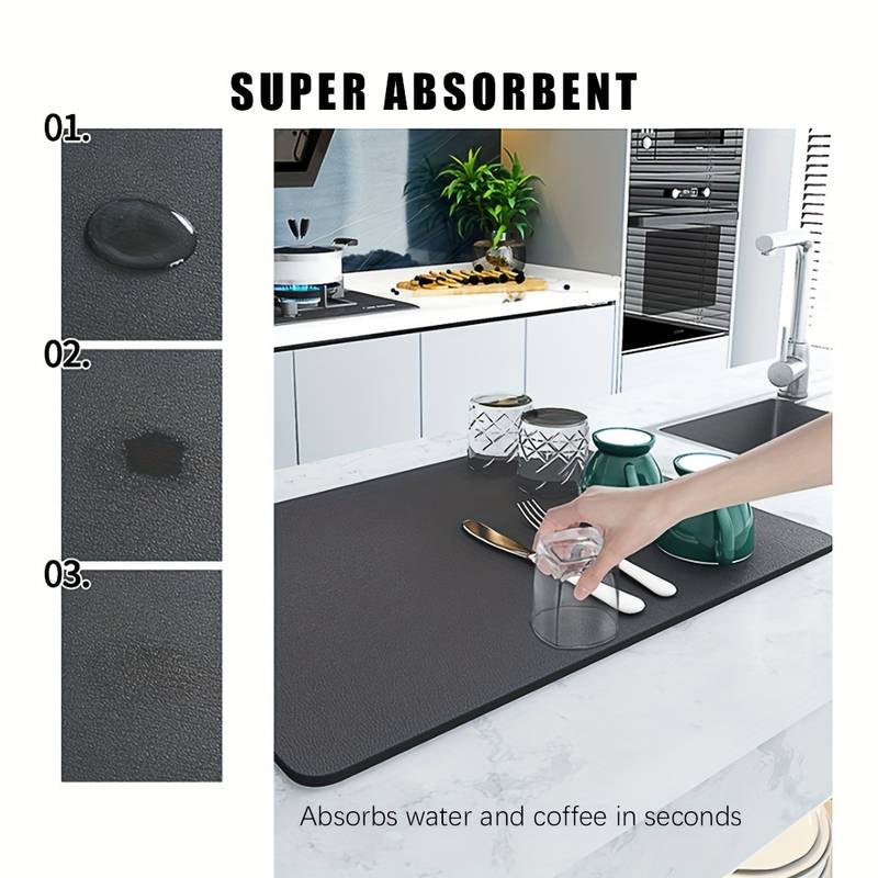 1pc coffee mat coffee bar accessories kitchen counter water absorbing tableware drying mat coffee machine coffee pot water cup mat details 8