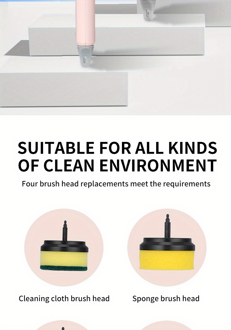 multi functional electric cleaning brush with large 1200mah power for kitchen bathroom shoes automatic handheld charging steel wire bristles and bowl brush benefits details 4