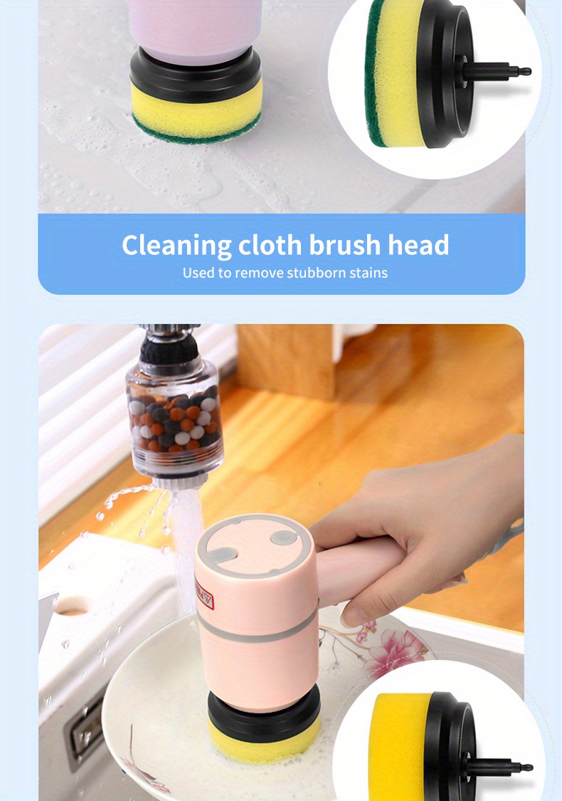 multi functional electric cleaning brush with large 1200mah power for kitchen bathroom shoes automatic handheld charging steel wire bristles and bowl brush benefits details 8