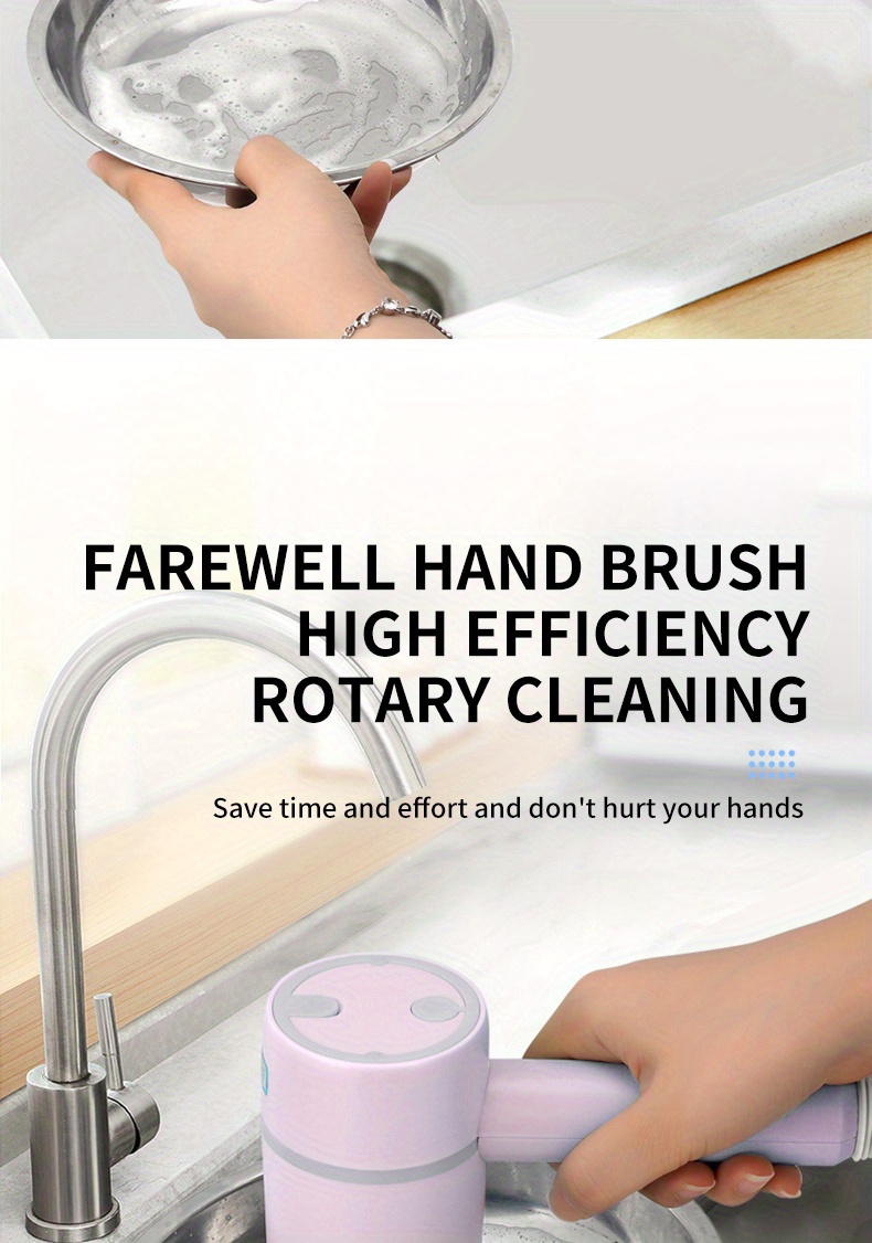 multi functional electric cleaning brush with large 1200mah power for kitchen bathroom shoes automatic handheld charging steel wire bristles and bowl brush benefits details 10