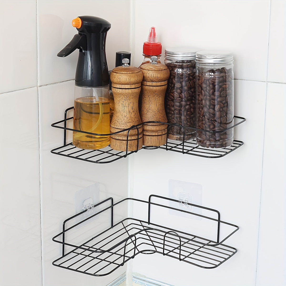 1pc bathroom storage rack bathroom punch corner frame shower shelf white black non punch bathroom tripod with 2 seamless stickers wall mounted bathroom vanity shelf kitchen bathroom organization and storage details 0