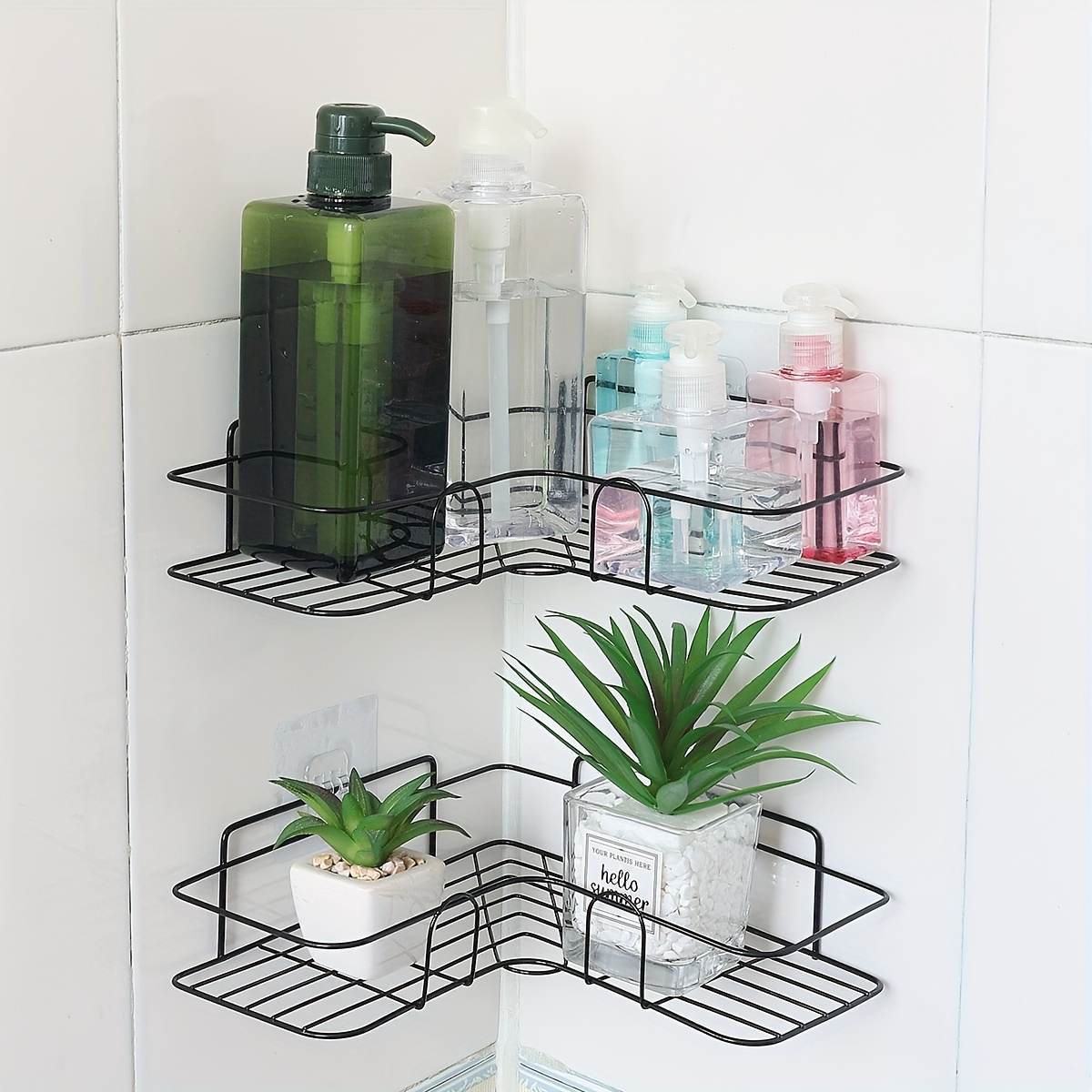 1pc bathroom storage rack bathroom punch corner frame shower shelf white black non punch bathroom tripod with 2 seamless stickers wall mounted bathroom vanity shelf kitchen bathroom organization and storage details 1