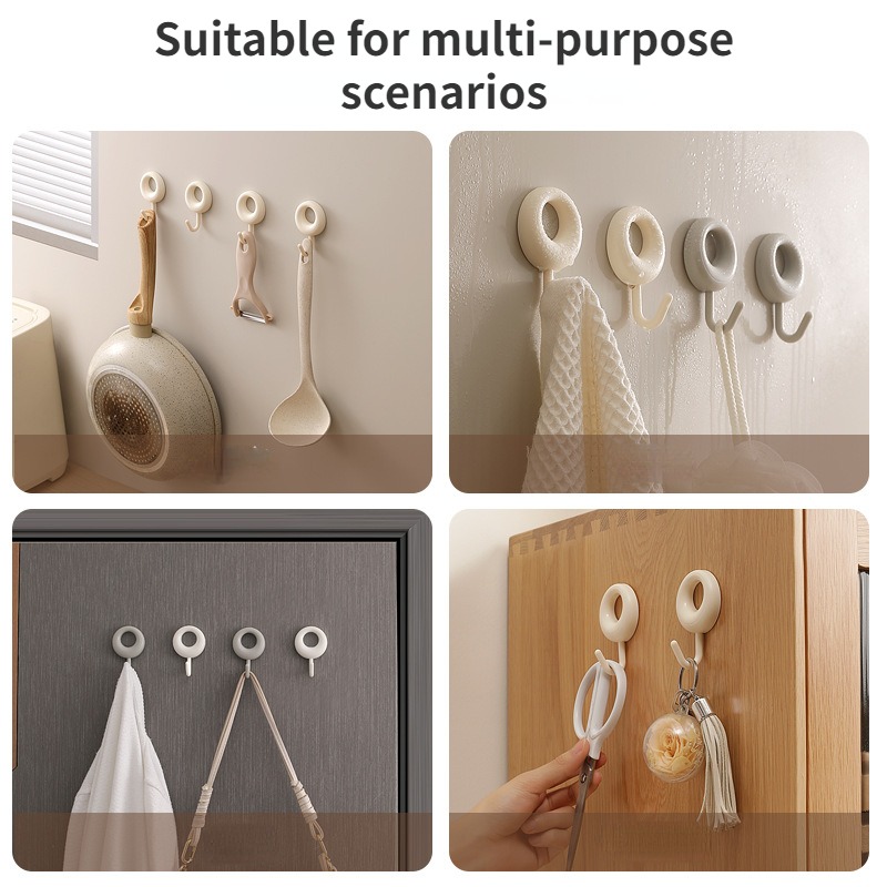 4pcs self adhesive wall hook wall mounted towel rack strong load bearing sticky hook traceless strong adhesive hook multipurpose hanger for towel clothes coat key bathroom accessories details 5