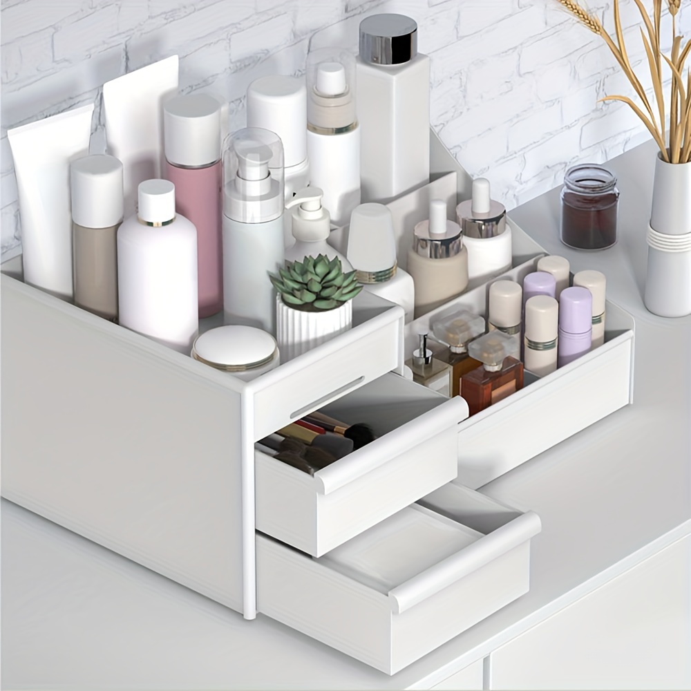 1pc makeup organizer with drawers countertop cosmetic storage box makeup organizer storage box cute bedroom bathroom organizer drawers countertop for women and girls details 0