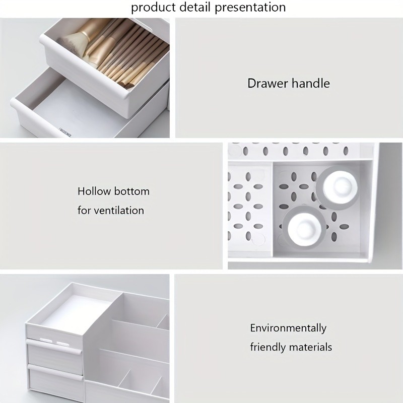 1pc makeup organizer with drawers countertop cosmetic storage box makeup organizer storage box cute bedroom bathroom organizer drawers countertop for women and girls details 12