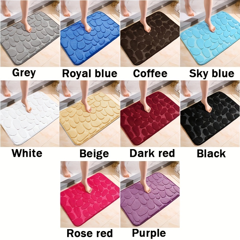 1pc cobblestone pattern bath rug soft non slip quick dry bath mat water absorbent shower carpet for home bathroom bathroom accessories bathroom decor bathroom decorations details 0