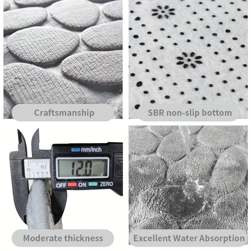 1pc cobblestone pattern bath rug soft non slip quick dry bath mat water absorbent shower carpet for home bathroom bathroom accessories bathroom decor bathroom decorations details 3