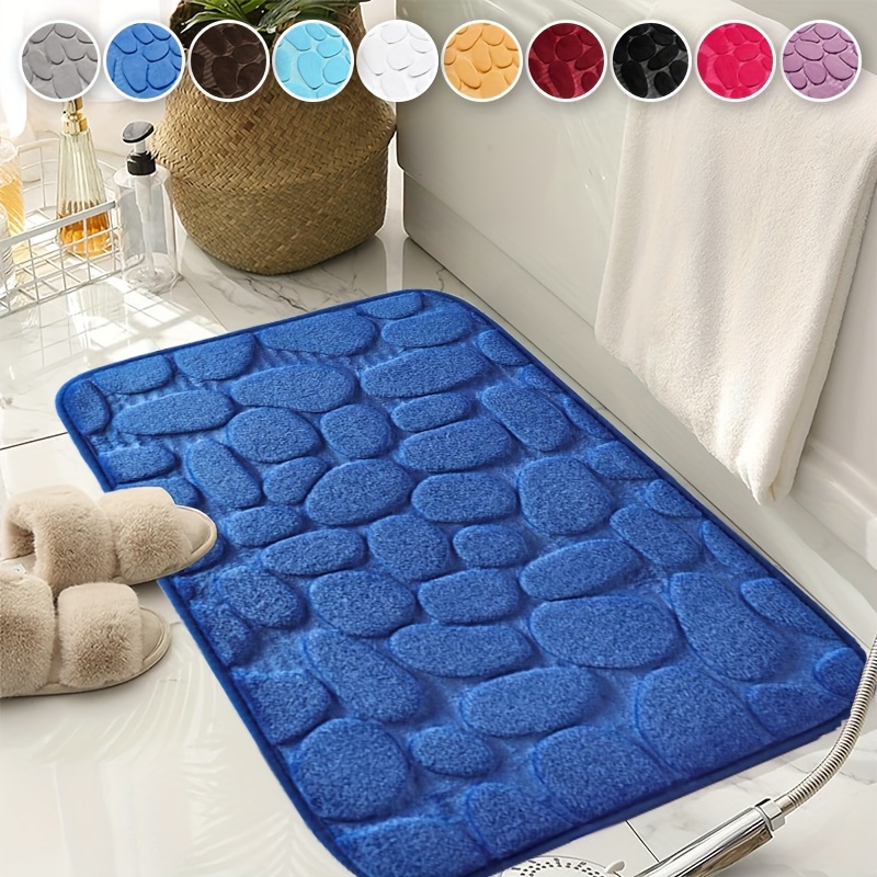 1pc cobblestone pattern bath rug soft non slip quick dry bath mat water absorbent shower carpet for home bathroom bathroom accessories bathroom decor bathroom decorations details 7