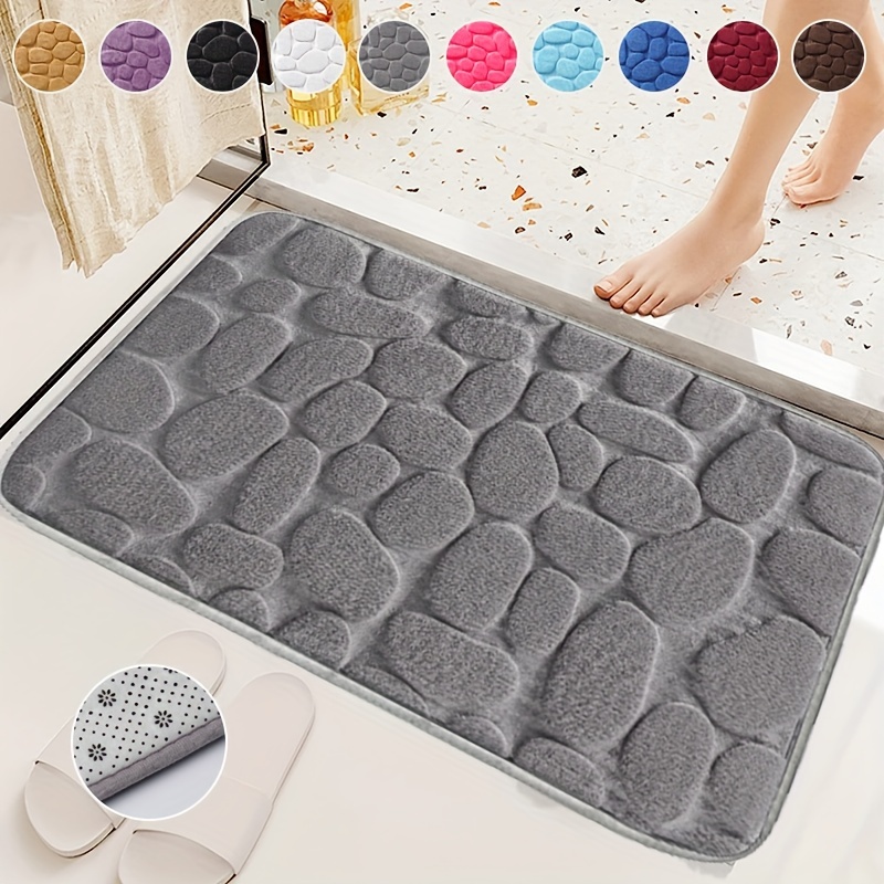 1pc cobblestone pattern bath rug soft non slip quick dry bath mat water absorbent shower carpet for home bathroom bathroom accessories bathroom decor bathroom decorations details 8