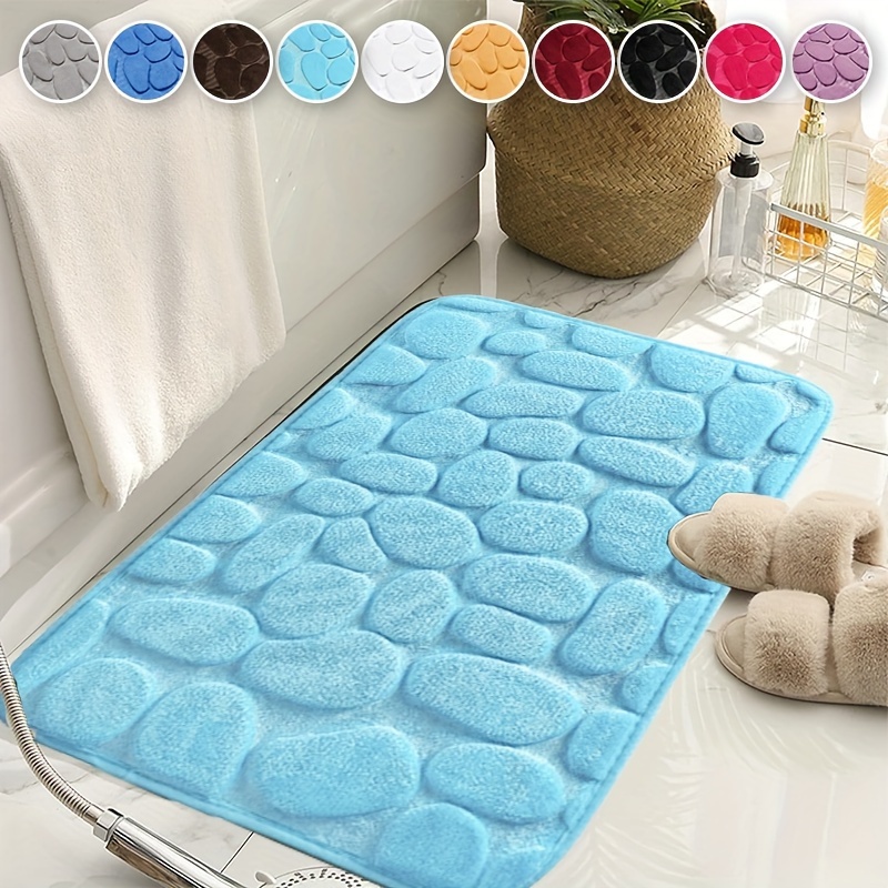 1pc cobblestone pattern bath rug soft non slip quick dry bath mat water absorbent shower carpet for home bathroom bathroom accessories bathroom decor bathroom decorations details 9