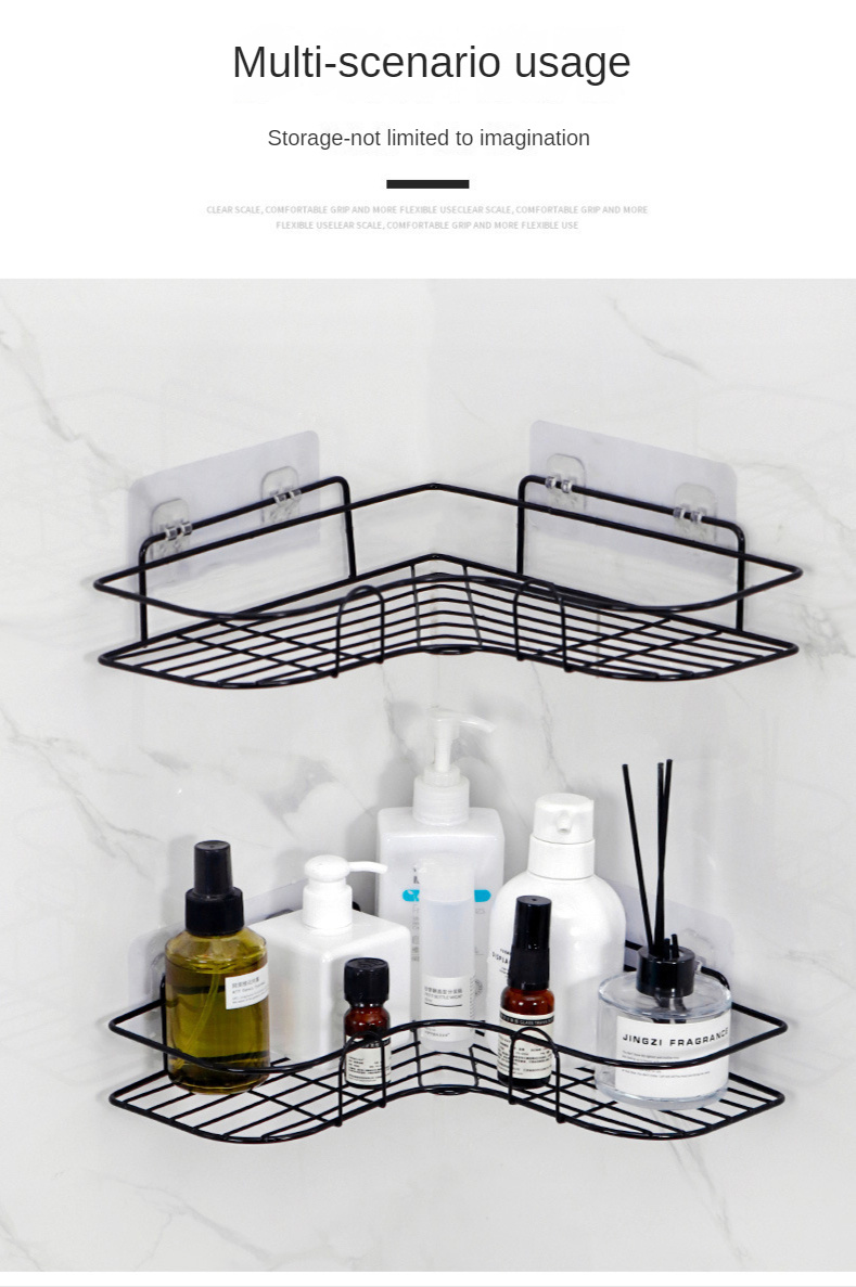 1pc punch free toilet bathroom triangle rack wall mounted toilet bathroom shelves toilet storage bathroom supplies details 9