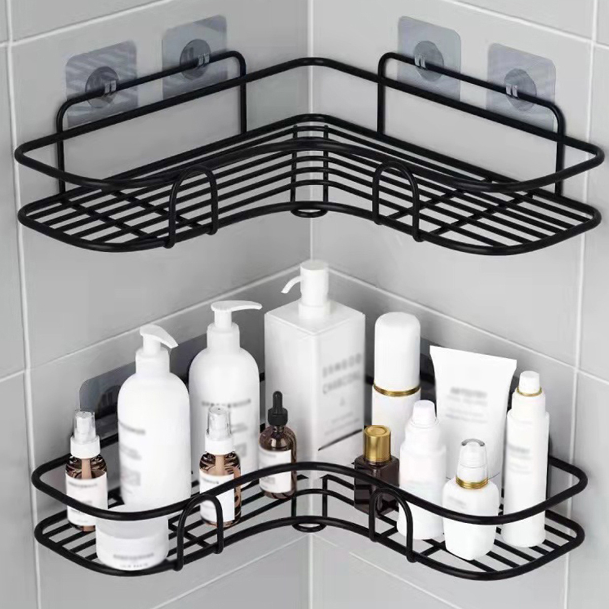 1pc triangle wall mounted shower caddy rack for bathroom and kitchen easy installation convenient storage and organization of bathroom accessories bathroom accessories details 0