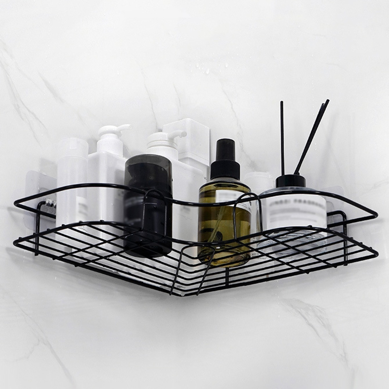 1pc triangle wall mounted shower caddy rack for bathroom and kitchen easy installation convenient storage and organization of bathroom accessories bathroom accessories details 3