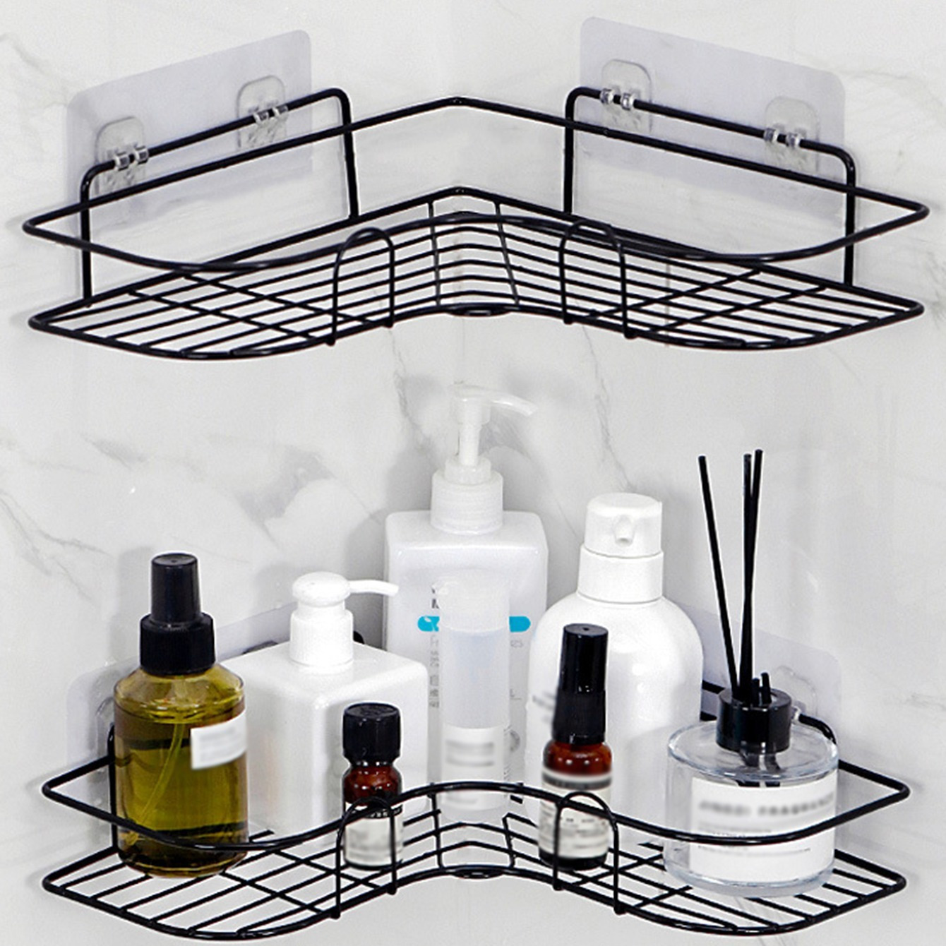 1pc triangle wall mounted shower caddy rack for bathroom and kitchen easy installation convenient storage and organization of bathroom accessories bathroom accessories details 4