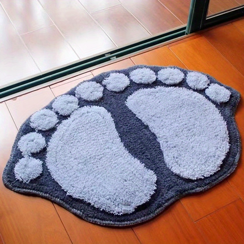 1pc cartoon feet doormat cute soft plush area rug non slip absorbent bathroom bedroom rugs machine washable bath mat bathroom decor details 1