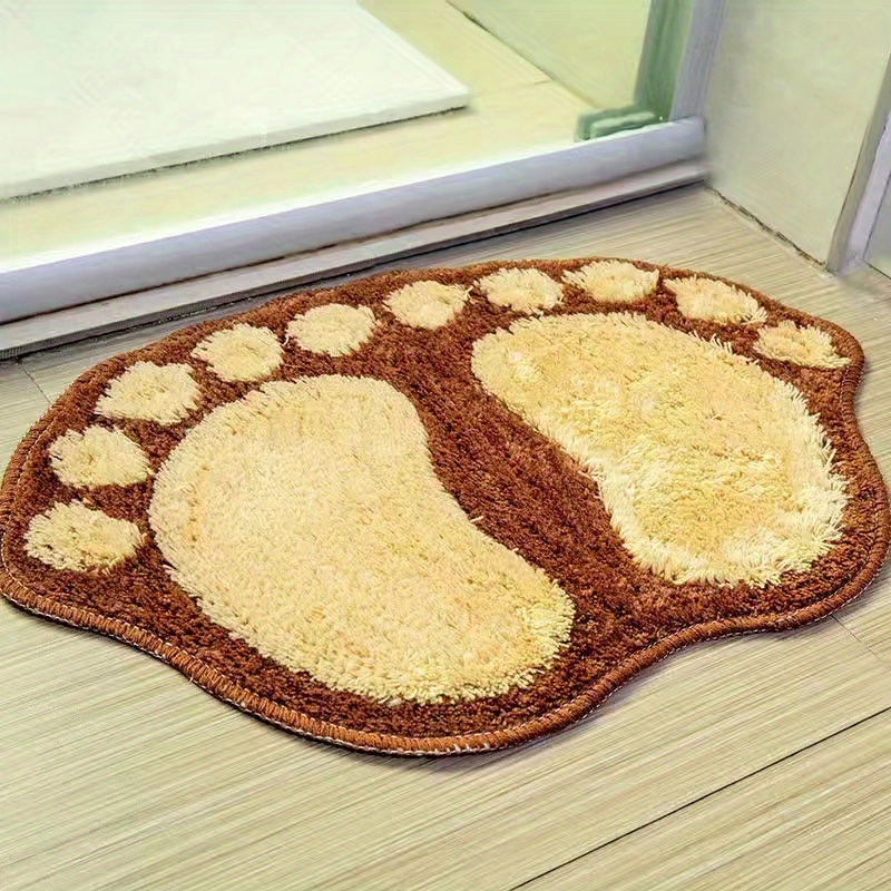 1pc cartoon feet doormat cute soft plush area rug non slip absorbent bathroom bedroom rugs machine washable bath mat bathroom decor details 6