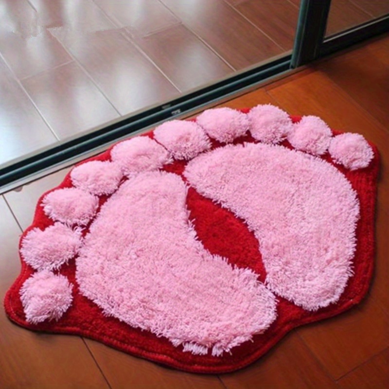 1pc cartoon feet doormat cute soft plush area rug non slip absorbent bathroom bedroom rugs machine washable bath mat bathroom decor details 8