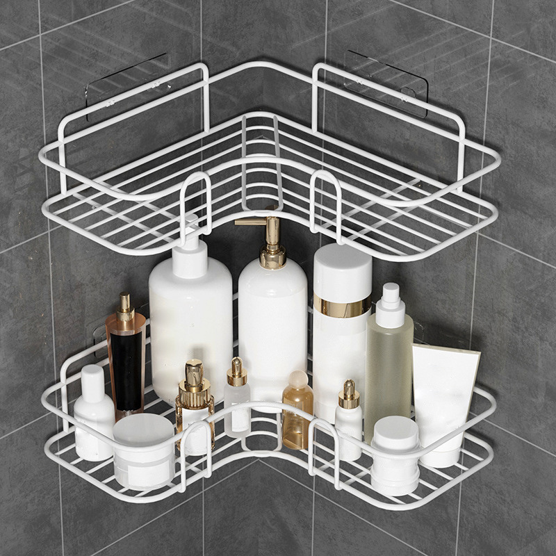 1pc 2pcs punch free corner shelf bathroom rack shelf bathroom toilet seamless wall mounted tripod storage rack details 1