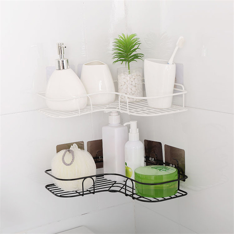 1pc 2pcs punch free corner shelf bathroom rack shelf bathroom toilet seamless wall mounted tripod storage rack details 3