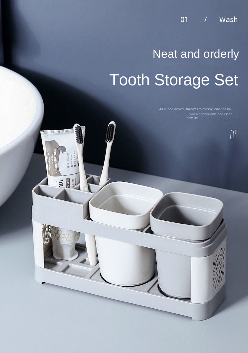 1pc hollow design toothbrush holder and toothpaste holder set with drain perfect for bathroom storage and organization details 1