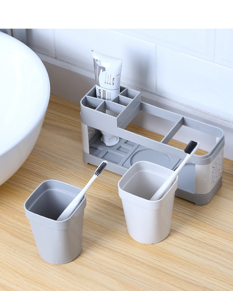 1pc hollow design toothbrush holder and toothpaste holder set with drain perfect for bathroom storage and organization details 8