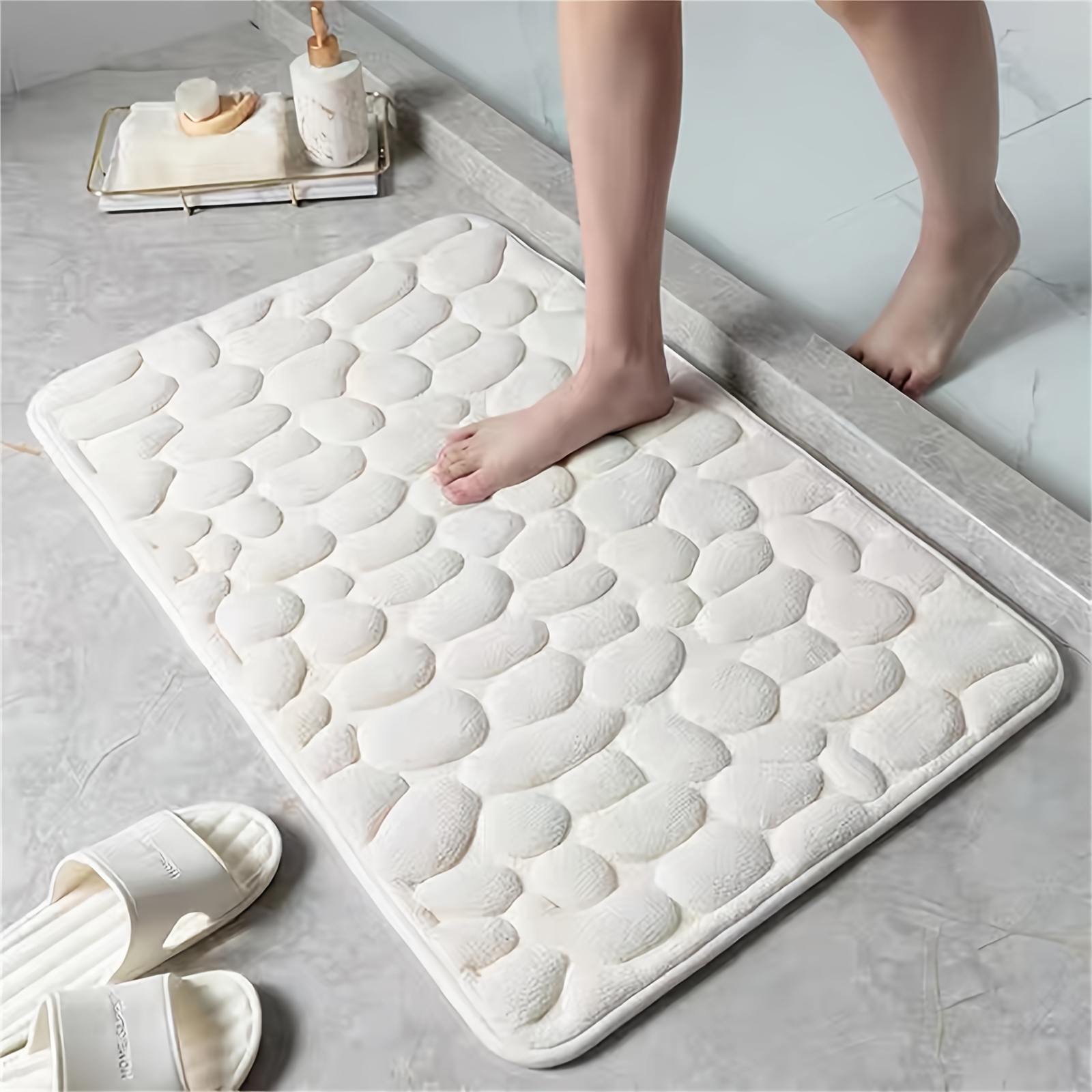 1pc pebble bathroom rug 3d pebble foot mat velvet memory foam bathroom rug bathroom door rug super absorbent bath mat quick dry bathroom rug fall decor bathroom decorations details 0