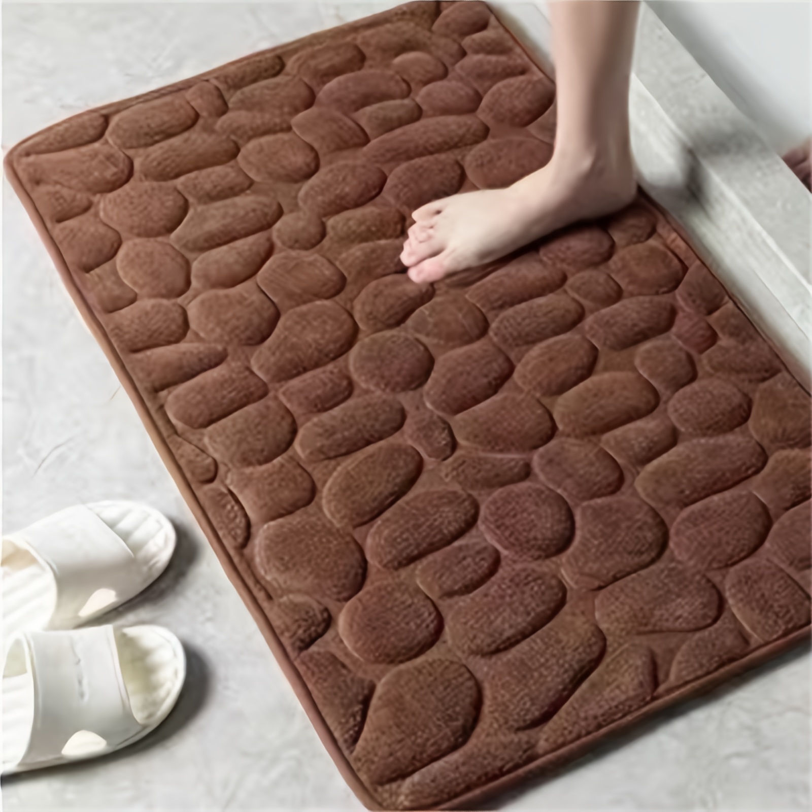 1pc pebble bathroom rug 3d pebble foot mat velvet memory foam bathroom rug bathroom door rug super absorbent bath mat quick dry bathroom rug fall decor bathroom decorations details 5