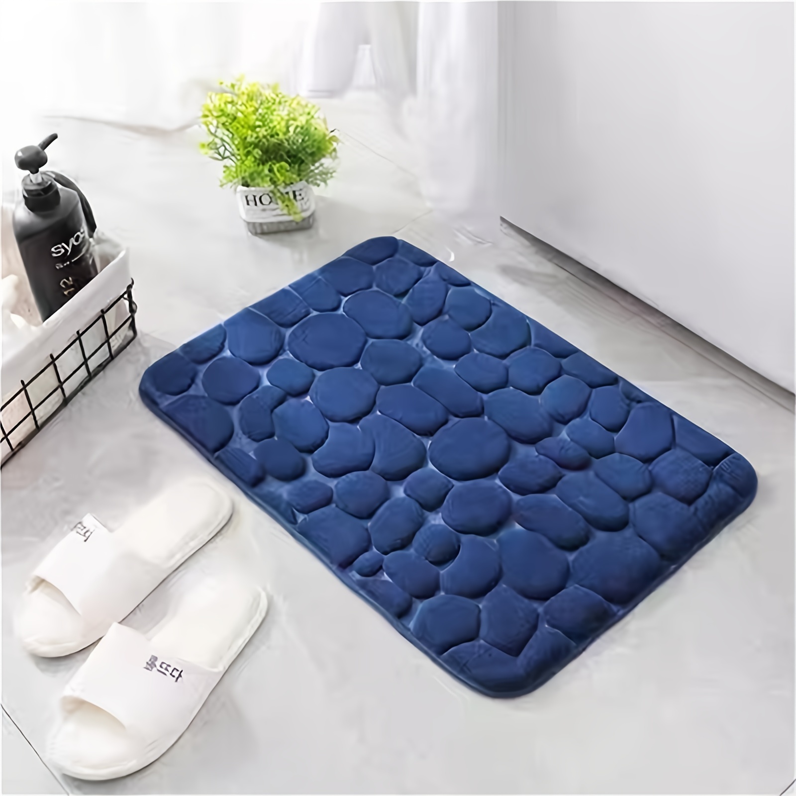 1pc pebble bathroom rug 3d pebble foot mat velvet memory foam bathroom rug bathroom door rug super absorbent bath mat quick dry bathroom rug fall decor bathroom decorations details 6