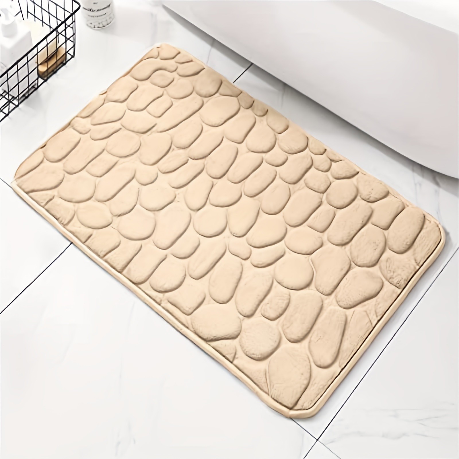 1pc pebble bathroom rug 3d pebble foot mat velvet memory foam bathroom rug bathroom door rug super absorbent bath mat quick dry bathroom rug fall decor bathroom decorations details 7