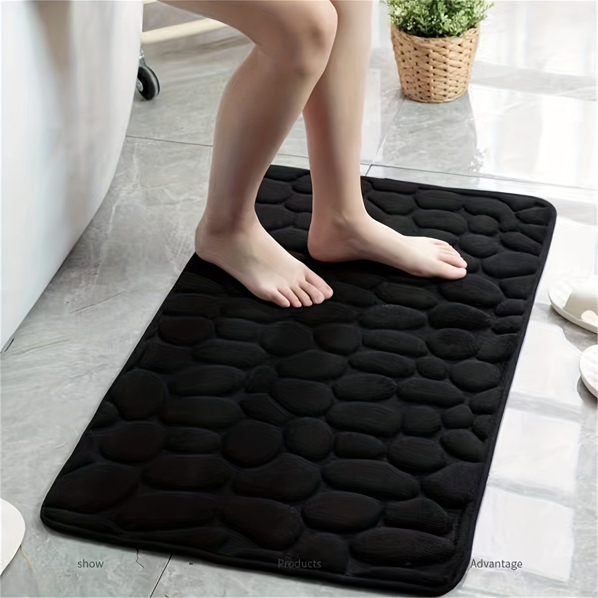 1pc pebble bathroom rug 3d pebble foot mat velvet memory foam bathroom rug bathroom door rug super absorbent bath mat quick dry bathroom rug fall decor bathroom decorations details 9