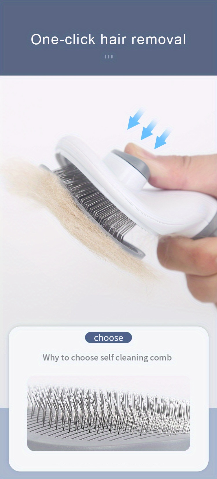 1pc effortlessly remove pet hair with our float hair removal slicker brush perfect for dog and cat grooming details 0