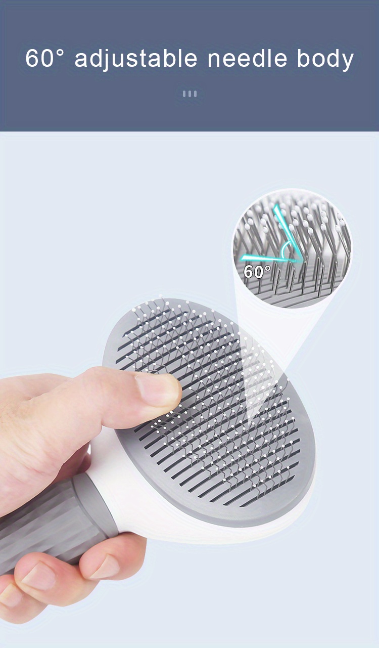 1pc effortlessly remove pet hair with our float hair removal slicker brush perfect for dog and cat grooming details 1