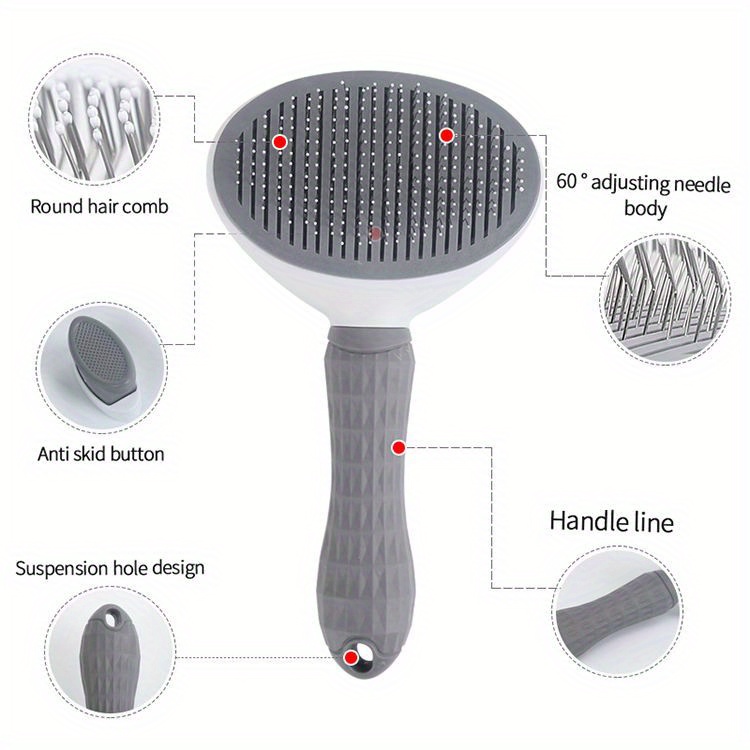 1pc effortlessly remove pet hair with our float hair removal slicker brush perfect for dog and cat grooming details 5