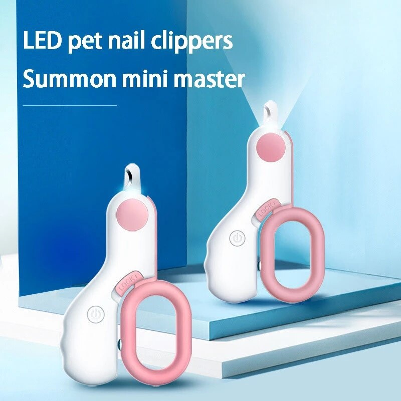 led light cat dog nail clipper cutter professional pet claw trimmer with safety lock puppy kitten animals care grooming tool kit details 0