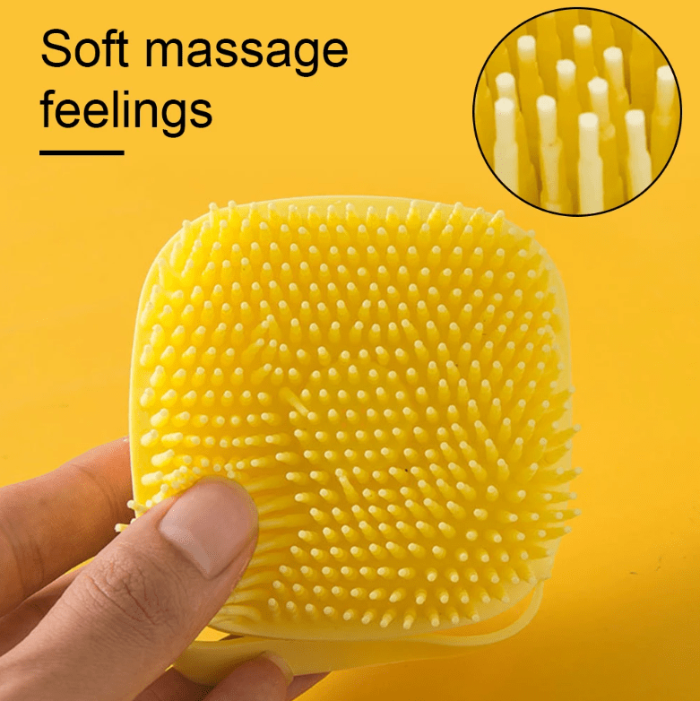 gentle silicone pet brush for dogs and cats massages and cleans with built in shower gel dispenser details 4