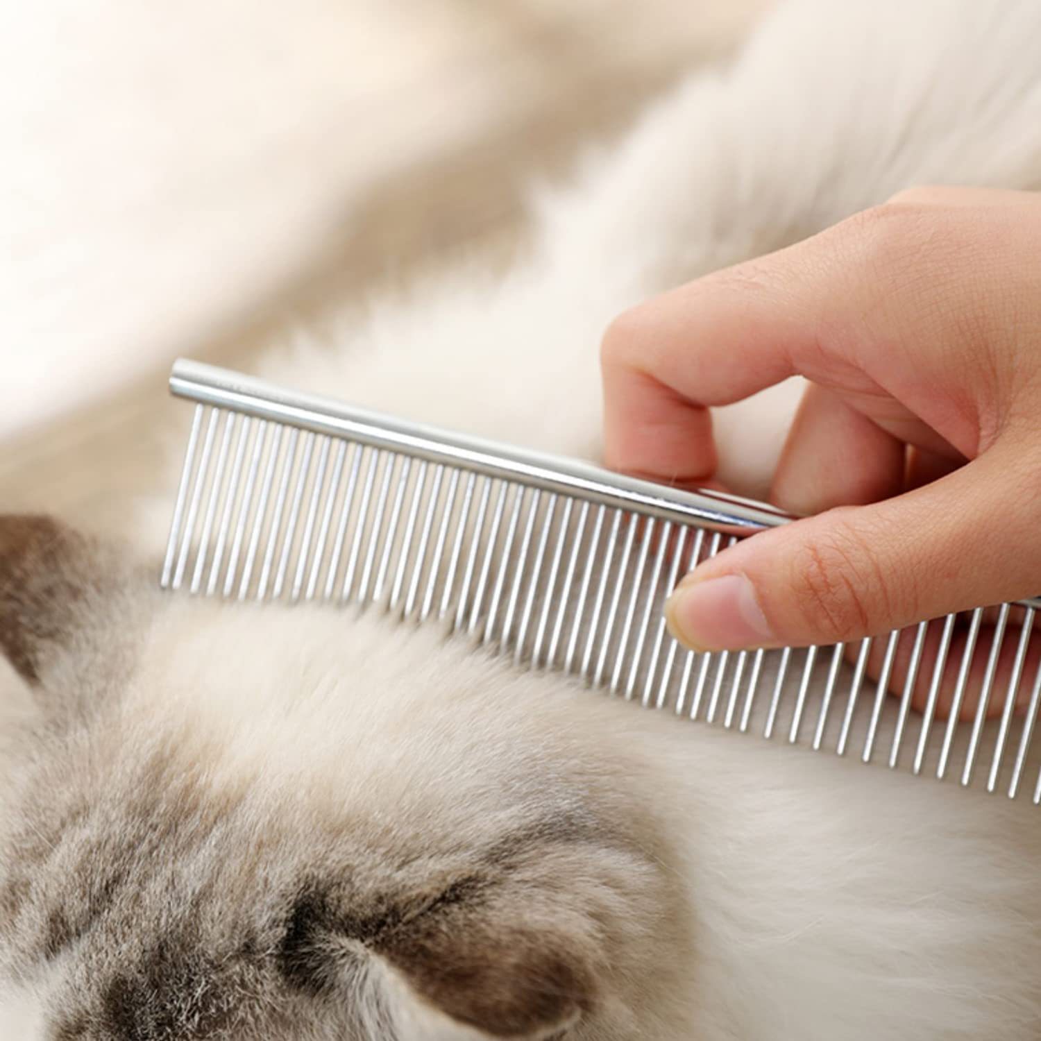 dog hair removal comb stainless steel pet grooming combs gently removes loose knotted hair dogs cats cleaning beauty comb details 7