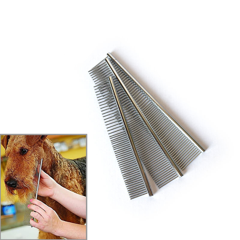 dog hair removal comb stainless steel pet grooming combs gently removes loose knotted hair dogs cats cleaning beauty comb details 8