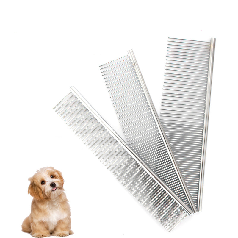 dog hair removal comb stainless steel pet grooming combs gently removes loose knotted hair dogs cats cleaning beauty comb details 12