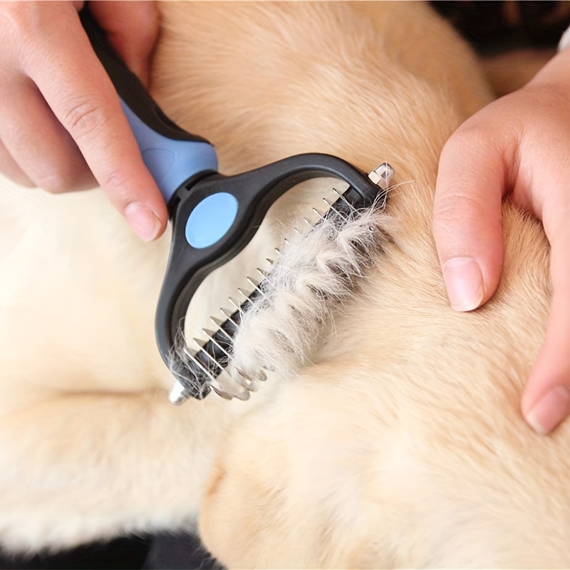 double sided pet products comb, pet fur knot cutter dog grooming shedding tools pet cat hair removal comb brush double sided pet products comb for dog details 1