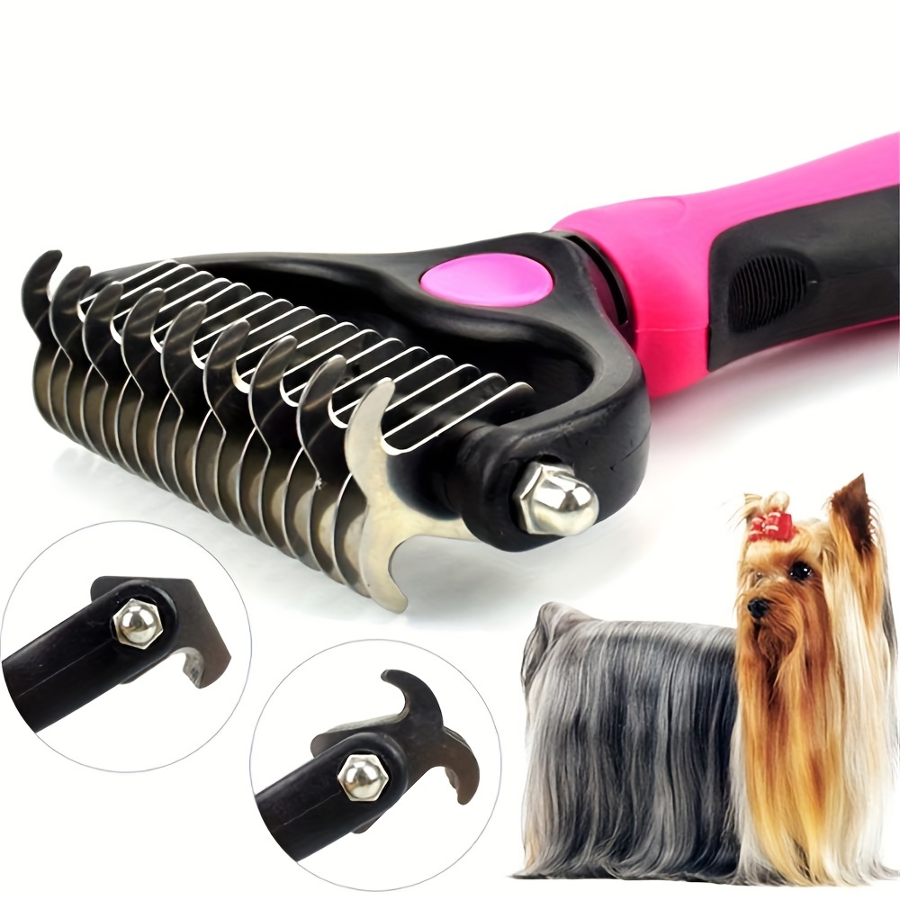 double sided pet products comb, pet fur knot cutter dog grooming shedding tools pet cat hair removal comb brush double sided pet products comb for dog details 5