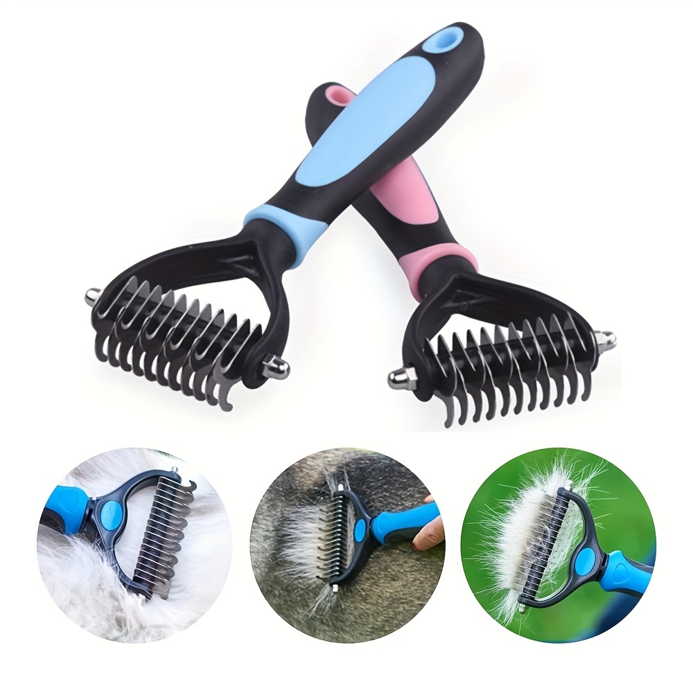 double sided pet products comb, pet fur knot cutter dog grooming shedding tools pet cat hair removal comb brush double sided pet products comb for dog details 6